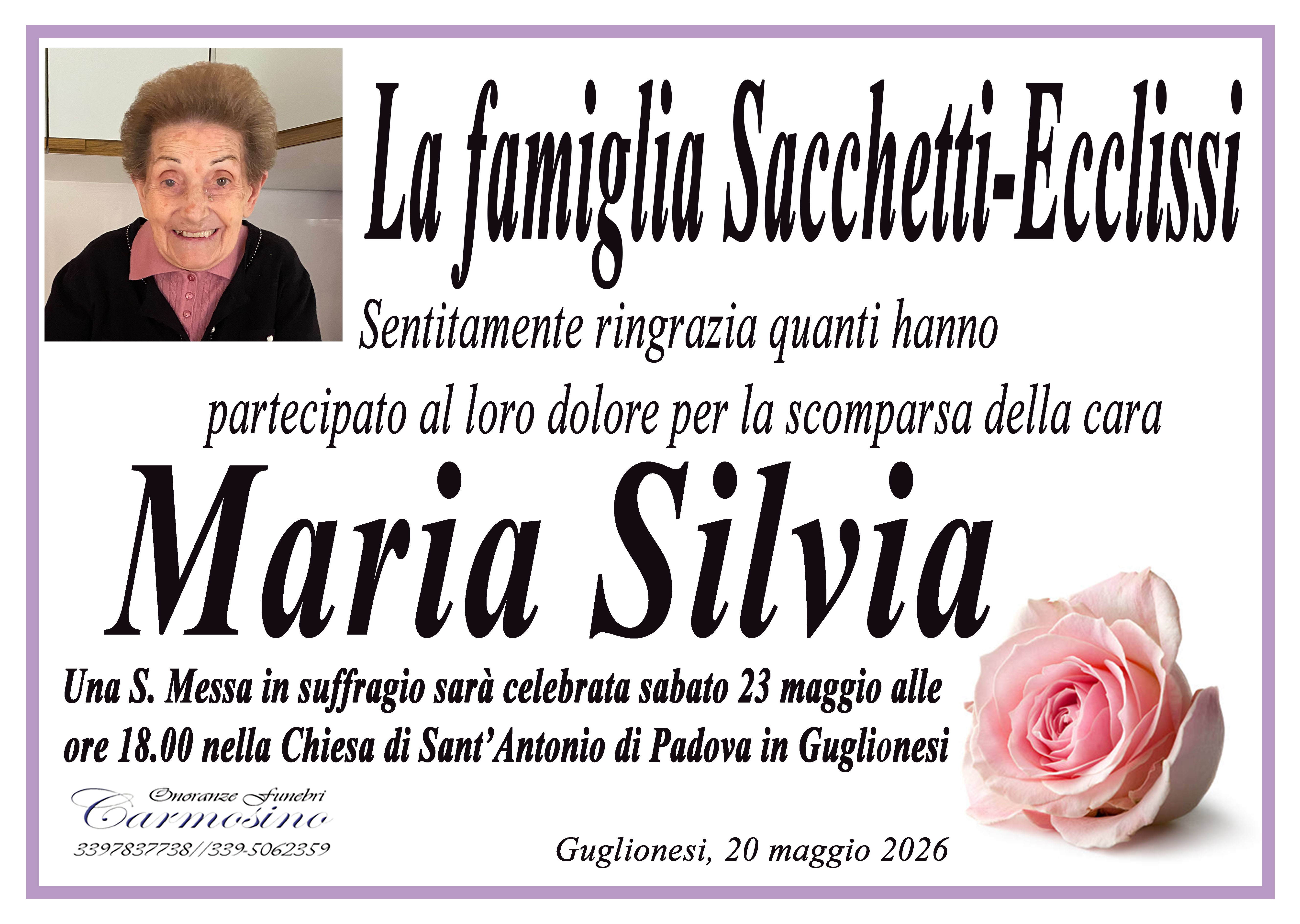 Necrologio Sacchetti Maria Silvia